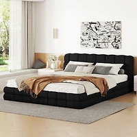 Streamdale Queen Size Upholstered Platform Bed, White