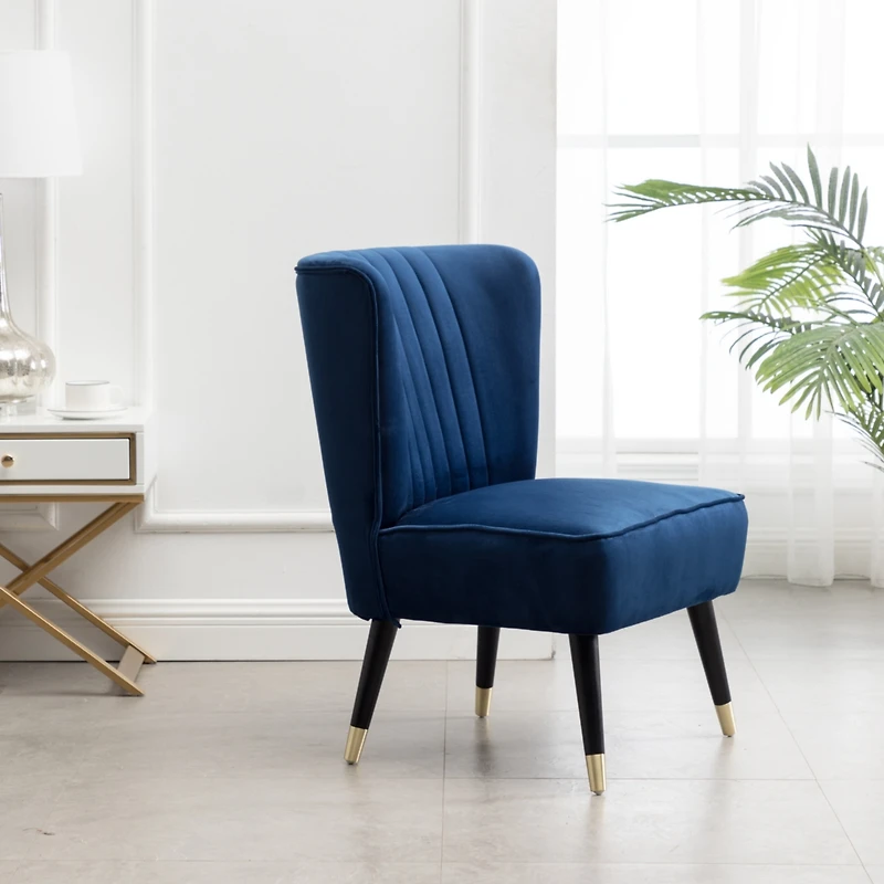 Simplie Fun Contemporary Velvet Upholstered Accent Chair, Blue