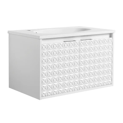 Hidden Handle, Diamond-Textured, Soft-Close Vanity with Tear Drop Sink