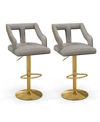 Set of 2 Swivel Bar Stool with Footrest
