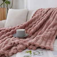 Kate Aurora Modern Lux Ultra Soft & Plush Ribbed Accent Throw Blanket - 50 in. W x 60 L Navy