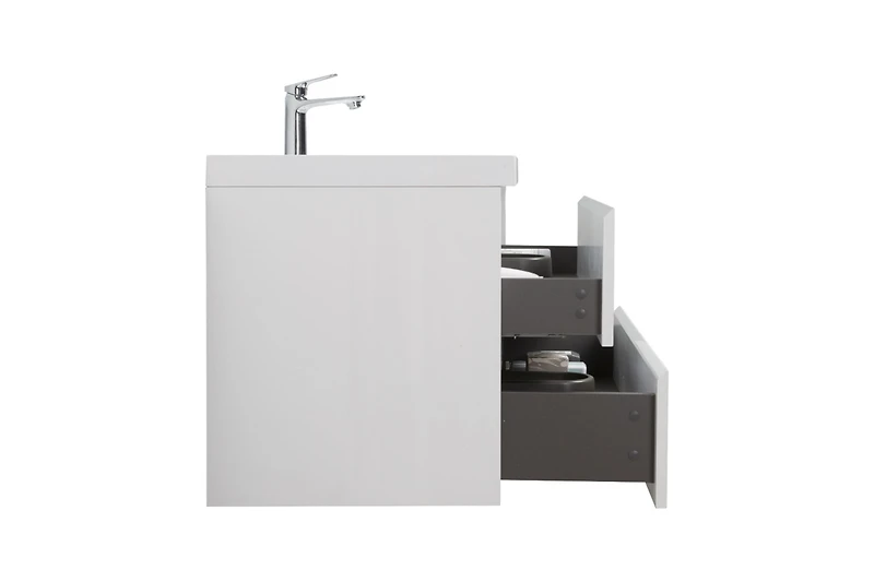 Streamdale Floating Vanity with Premium Resin Sink (36" Glossy White)