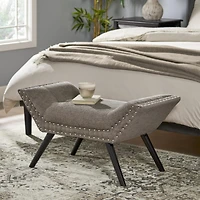 Streamdale Luxe Contemporary Upholstered Ottoman Bench with Splayed Birch Legs