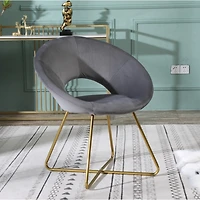 Simplie Fun Gray Silky Velvet Upholstered Accent Chair with Gold Tone Finished Base