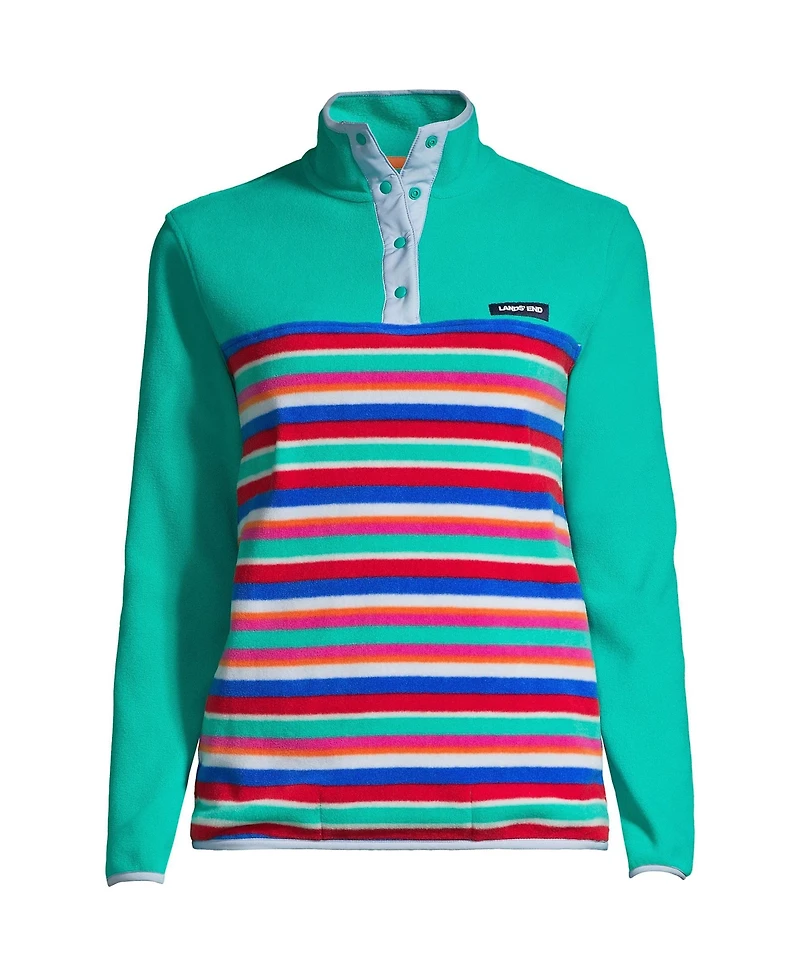 Lands' End Petite Heritage Fleece Snap Neck Pullover