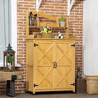 Outsunny Outdoor Storage Cabinet & Potting Table, Gardening Bench,