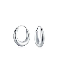 Bling Jewelry Simple Plain Circle Crescent Tapered Tube Hollow Puff Tube Round Hoop Earrings Sterling Silver Endless Inch