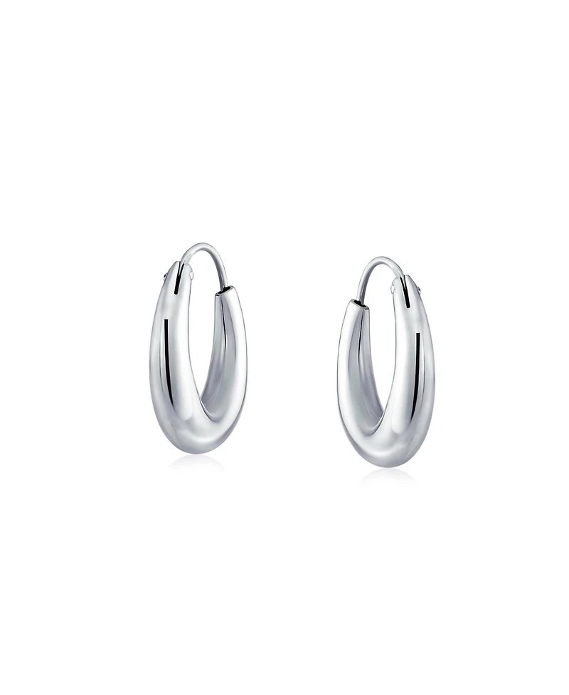 Bling Jewelry Simple Plain Circle Crescent Tapered Tube Hollow Puff Tube Round Hoop Earrings Sterling Silver Endless Inch