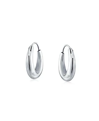 Bling Jewelry Simple Plain Circle Crescent Tapered Tube Hollow Puff Tube Round Hoop Earrings Sterling Silver Endless Inch