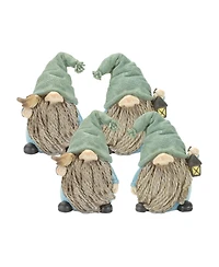 Slickblue Stone Garden Gnome Figurine With Bird And Lantern Accent (Set of 4)
