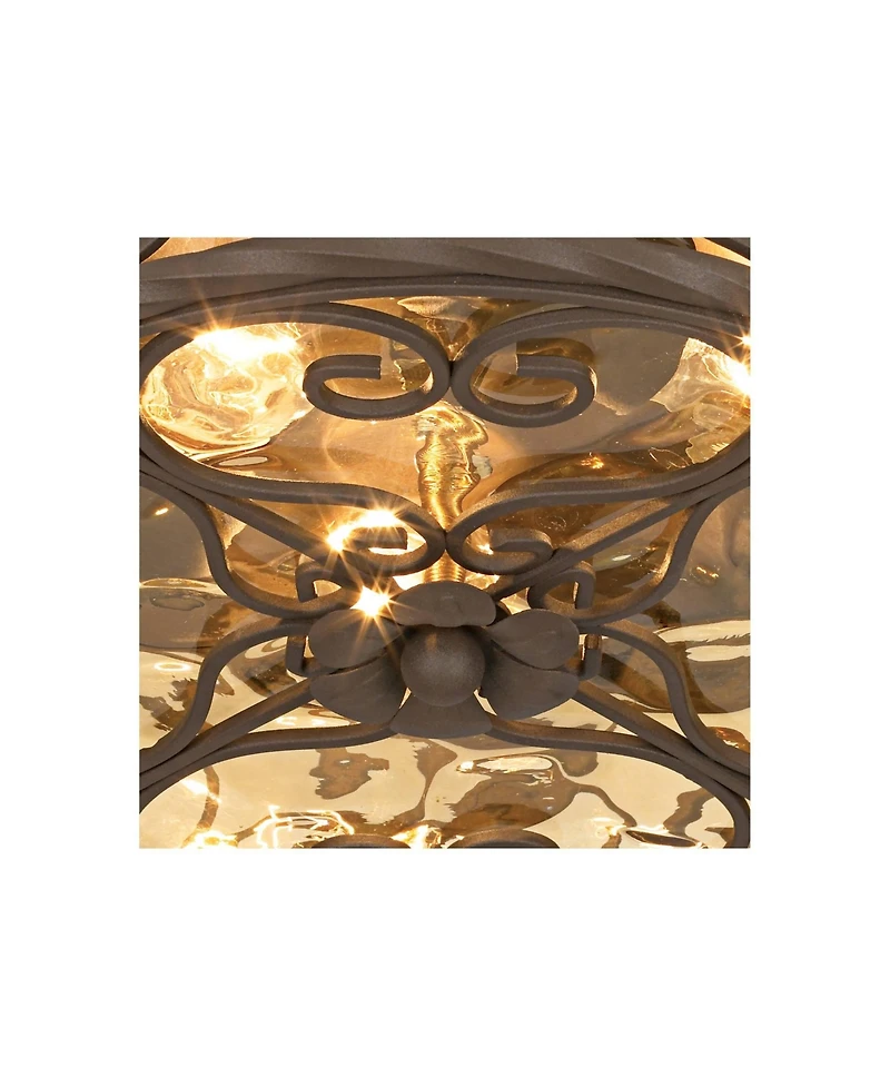 John Timberland Casa Seville Rustic Farmhouse Flush Mount Outdoor Ceiling Light Fixture Dark Walnut 4 1/2" Champagne Water Glass for Post Exterio