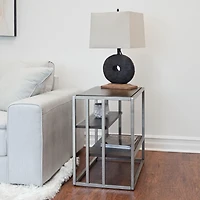 Streamdale Metal Frame Wood Living Room Chairside Table with Shelf
