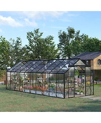 Outsunny Walk-in Garden house Kit with Vent, Rain Gutter and Door