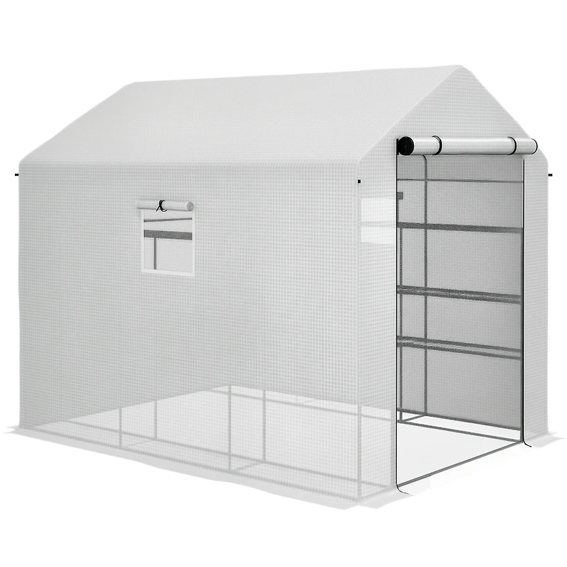 Outsunny 8' x 6' x 7' Portable Walk-in house with Shelf,