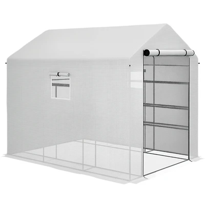Outsunny 8' x 6' x 7' Portable Walk-in house with Shelf,