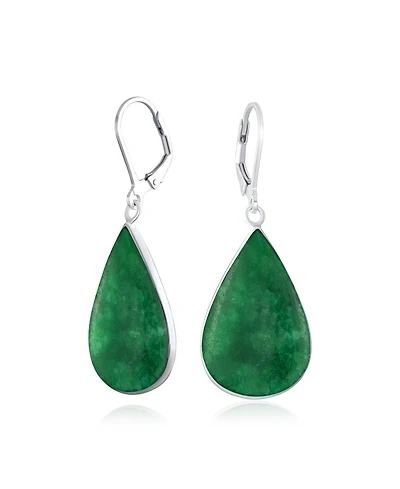 Bling Jewelry Large Iridescent Shell Stone Pear Shaped Teardrop Dangle Lever back Earrings Sterling Silver