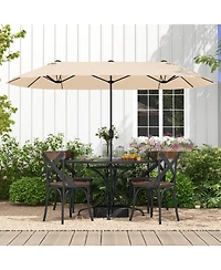 Double Sided Patio Table Umbrella with Crank Handle for Outdoor Shade