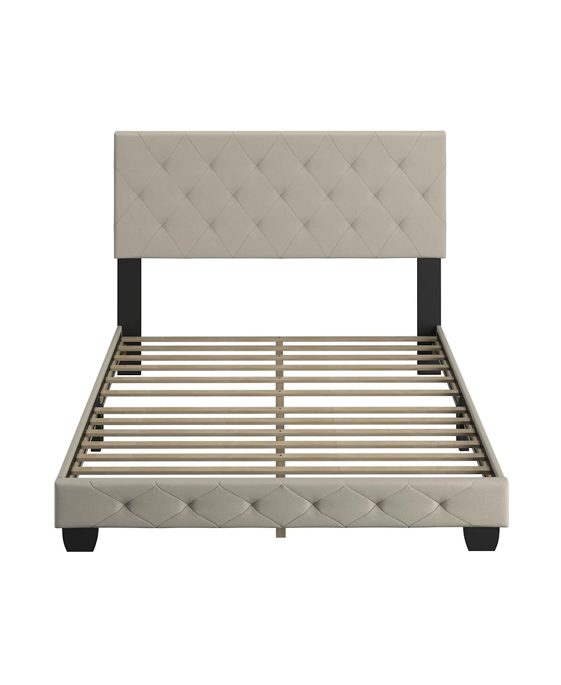 Chloe Linen Upholstered Platform Bed Frame with Adjustable Headboard