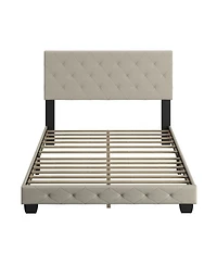 Chloe Linen Upholstered Platform Bed Frame with Adjustable Headboard