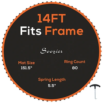 Soozier Trampoline Mat with 80 V-Hooks, Fits 14' Trampoline,