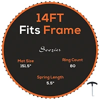 Soozier Trampoline Mat with 80 V-Hooks, Fits 14' Trampoline,