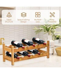 Sugift 2-Tier 12 Bottles Bamboo Storage Shelf Wine Rack