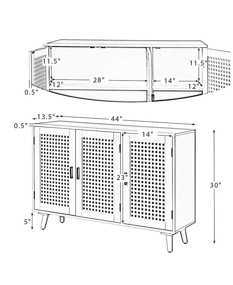 Hulala Home Gius Contemporary Accent Cabine with Beech Wood Doors