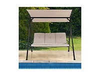 Slickblue 3-Person Outdoor Patio Porch Swing with Adjustable Canopy and 900 Lbs Weight Capacity