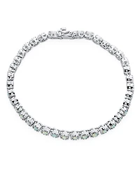 Bling Jewelry Dainty Round 37 In Milgrain Edge Setting Iridescent White Synthetic Opal Tennis Bracelet Rhodium Plated Sterling Silver 7"