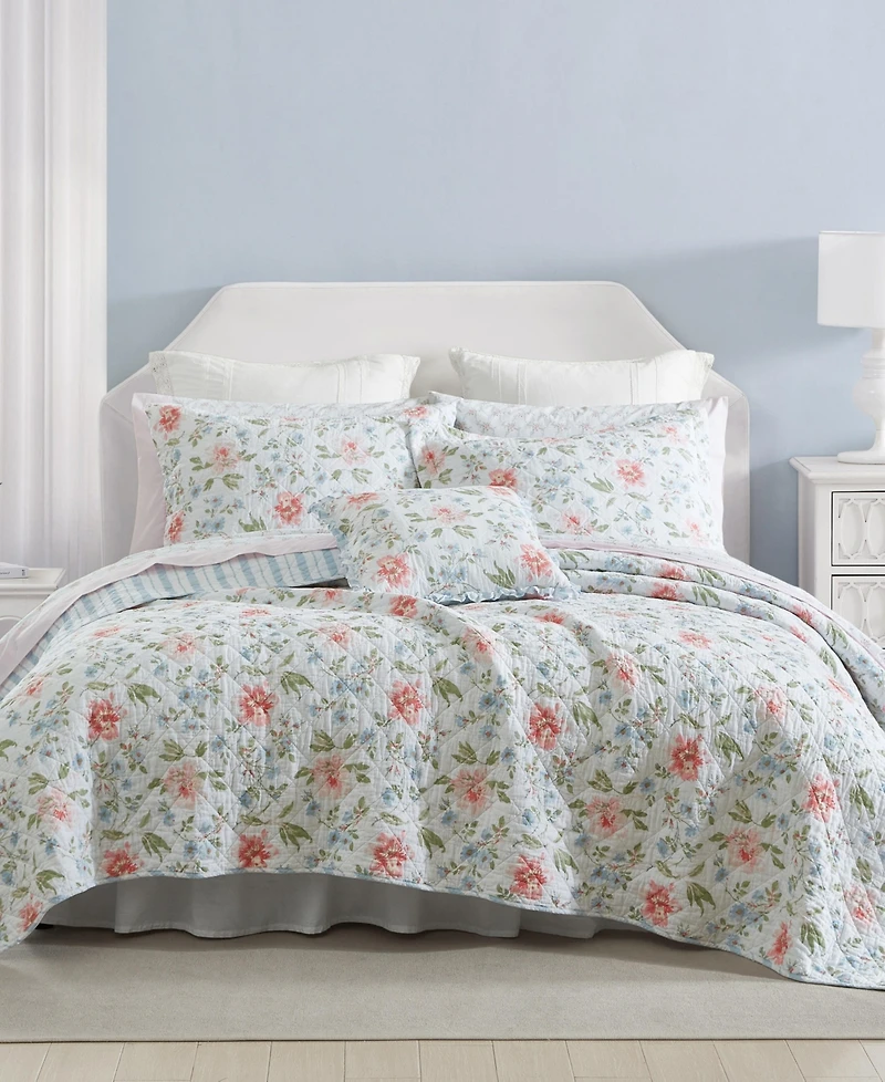 Laura Ashley Emilie Reversible 4 Piece Quilt Set, King