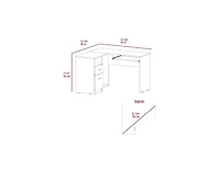 Fm Furniture Raleigh L-Shaped Desk, Two Drawers, One Shelf, Cpu Storage