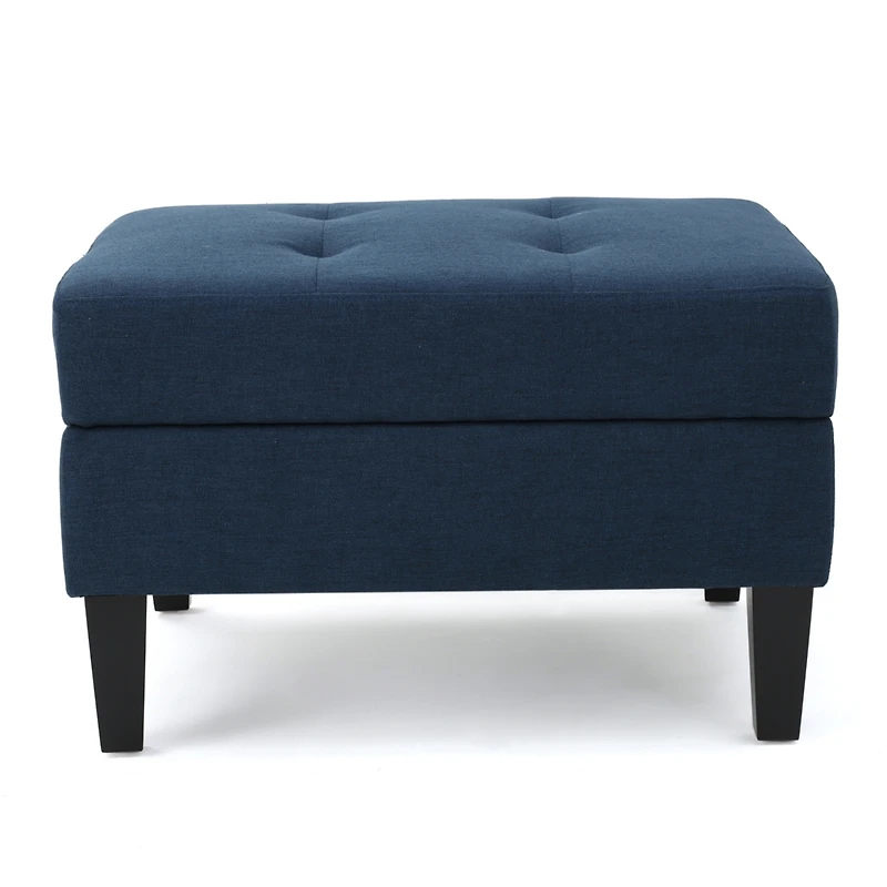 Streamdale Furniture Contemporary Woven Storage Ottoman with Tufted Accents and Birch Legs