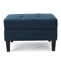 Streamdale Furniture Contemporary Woven Storage Ottoman with Tufted Accents and Birch Legs