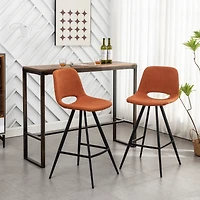 Streamdale Furniture Fabric Kitchen 28.25" Counter Height Stools, Set of 2, Orange