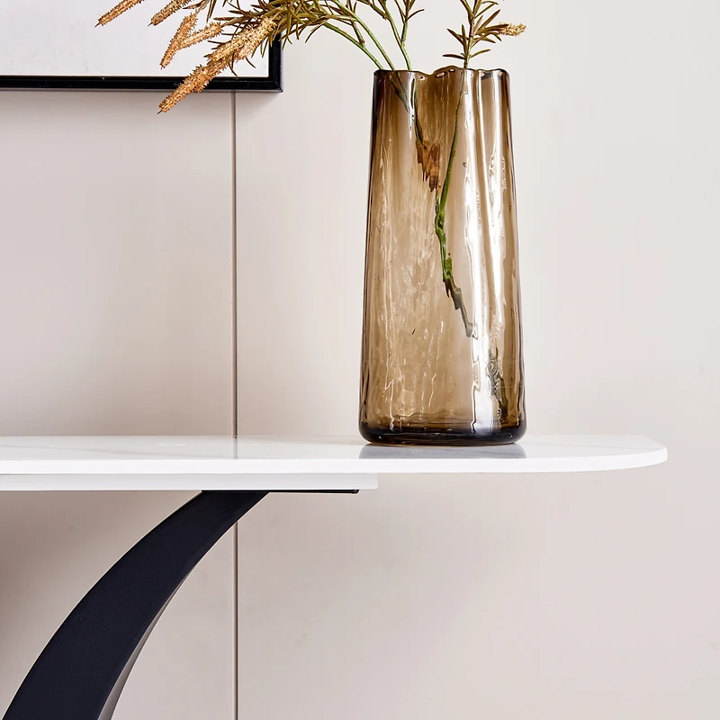 Elegant Console Table with Sintered Stone Top and Metal Frame