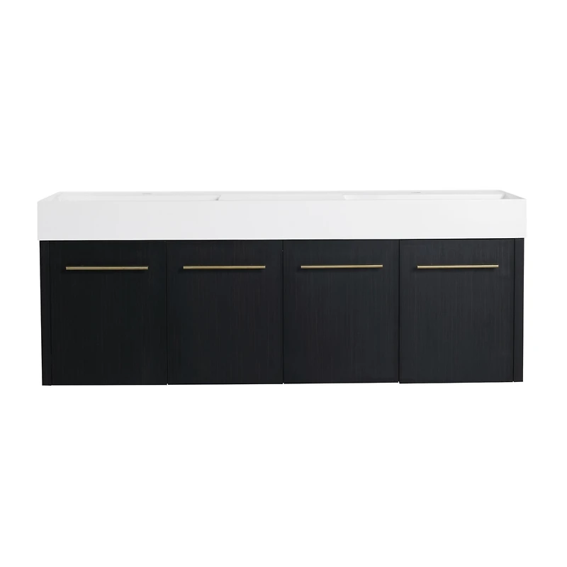 60 Inch Wall-mounted Bathroom Vanity (Only the Cabinet Body, No Top Sink