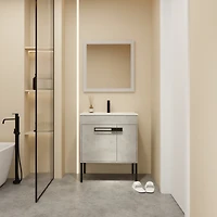Simplie Fun Dual-Purpose Bathroom Vanity Wall-Mount or Floor-Standing with Adjustable Shelf