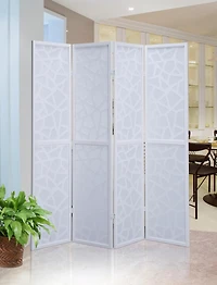 Streamdale Furniture Giyano 4 Panel Screen Room Divider, White