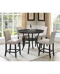 Streamdale Tan Fabric Counter Height Stools with Nailhead Trim, Set of 2