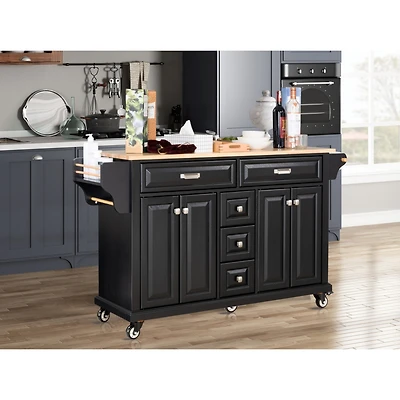 Simplie Fun Cambridge Natural Wood Top Kitchen Island with Storage