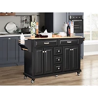 Simplie Fun Cambridge Natural Wood Top Kitchen Island with Storage