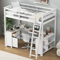 Streamdale U-Shape Loft Bed with Drawers and Shelves