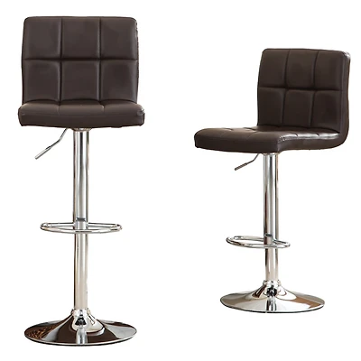 Simplie Fun Faux Leather Adjustable Hydraulic Bar Stool, Set of 2, Brown