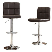 Simplie Fun Faux Leather Adjustable Hydraulic Bar Stool, Set of 2, Brown