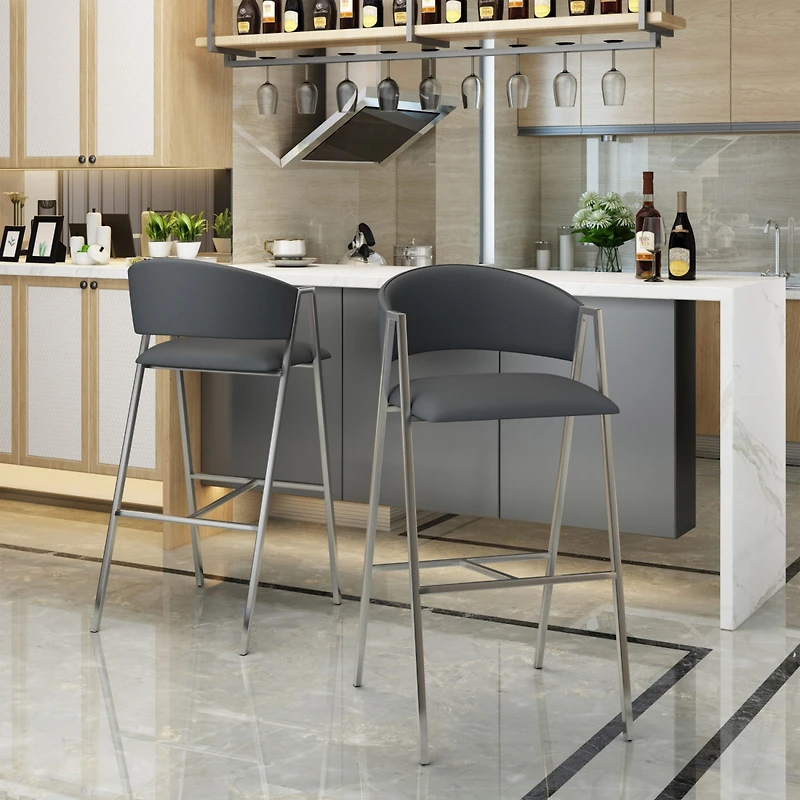 Simplie Fun Modern 28" Mid-Century Bar Stool with Chrome A-Frame