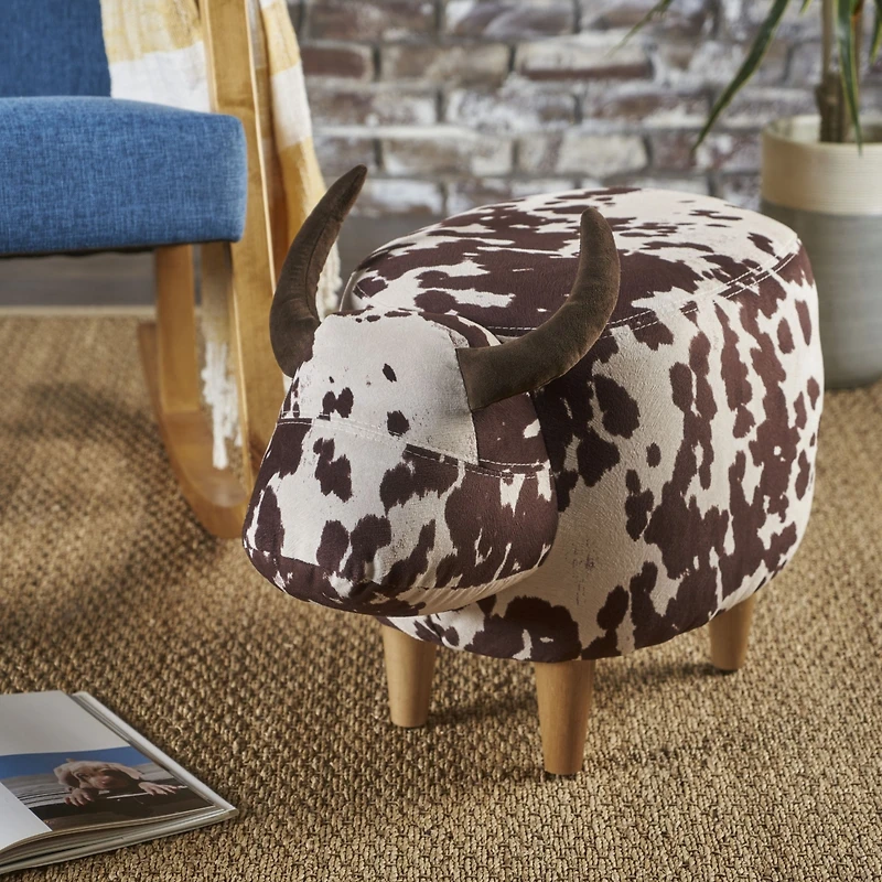 Streamdale Adorable Cow-Shaped Velvet Ottoman for Kids