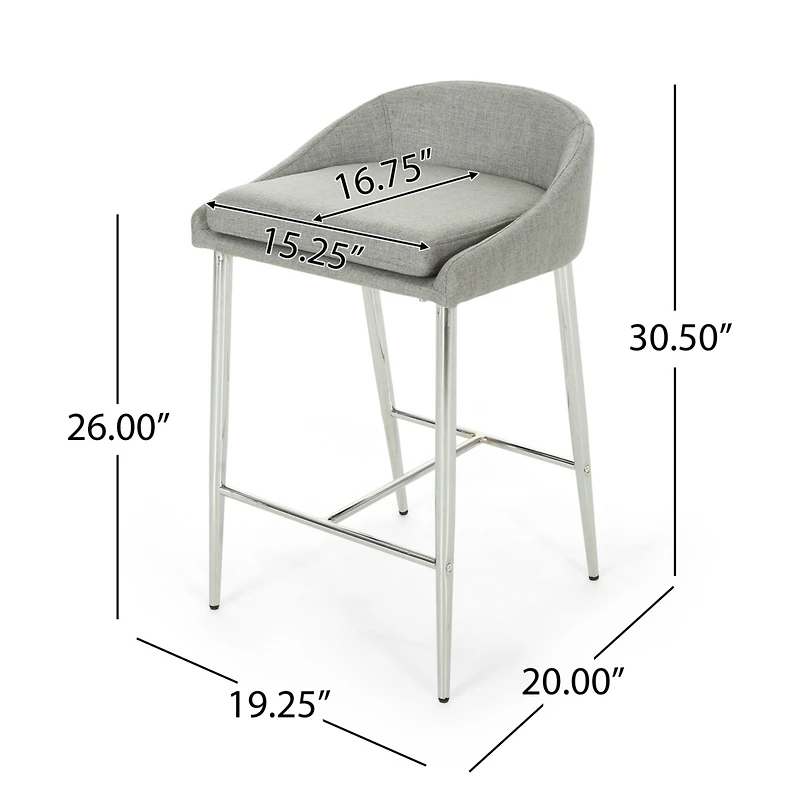 Streamdale Modern Upholstered Counter Stool Set with Chrome Base