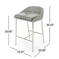 Streamdale Modern Upholstered Counter Stool Set with Chrome Base