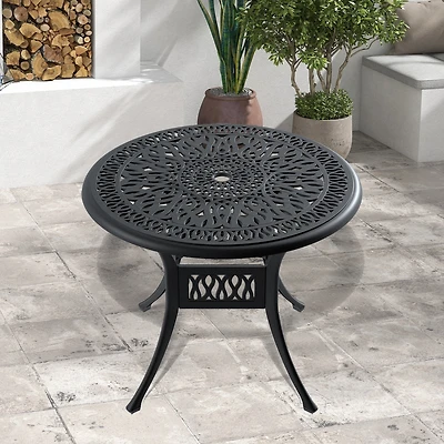 Streamdale 35" Cast Aluminum Patio Table with Umbrella Hole