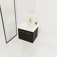 Modern Bathroom Vanity with Unique Resin Sink and Soft-Closing Hinges
